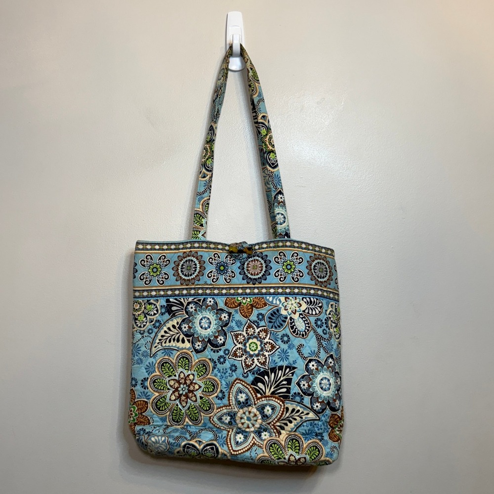 Vera Bradley Bali Blue Paisley Print Quilted Cotton Floral Tote Bag